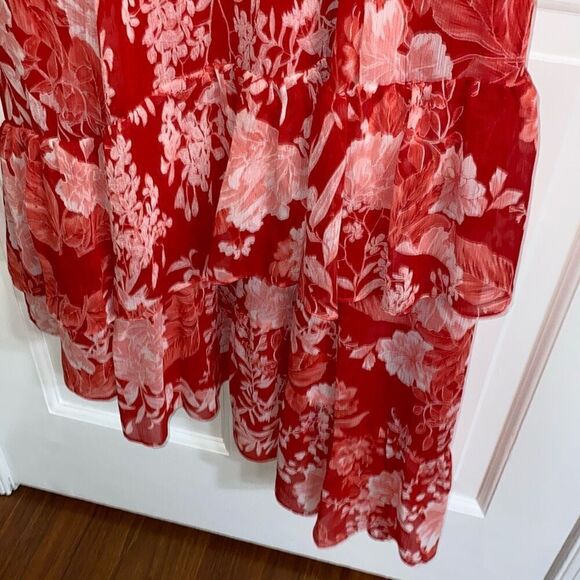 INC International Concepts printed flutter sleeve asymmetrical dress size 4P - Picture 5 of 14